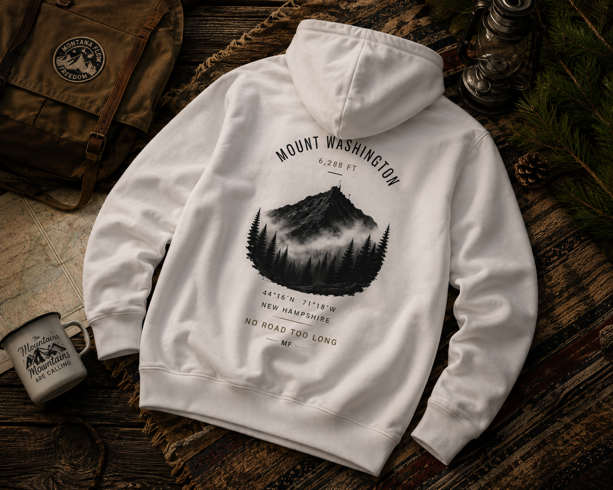 Mount Washington Hoodie | New Hampshire Mountain Sweatshirt | Hiking Nature Pullover