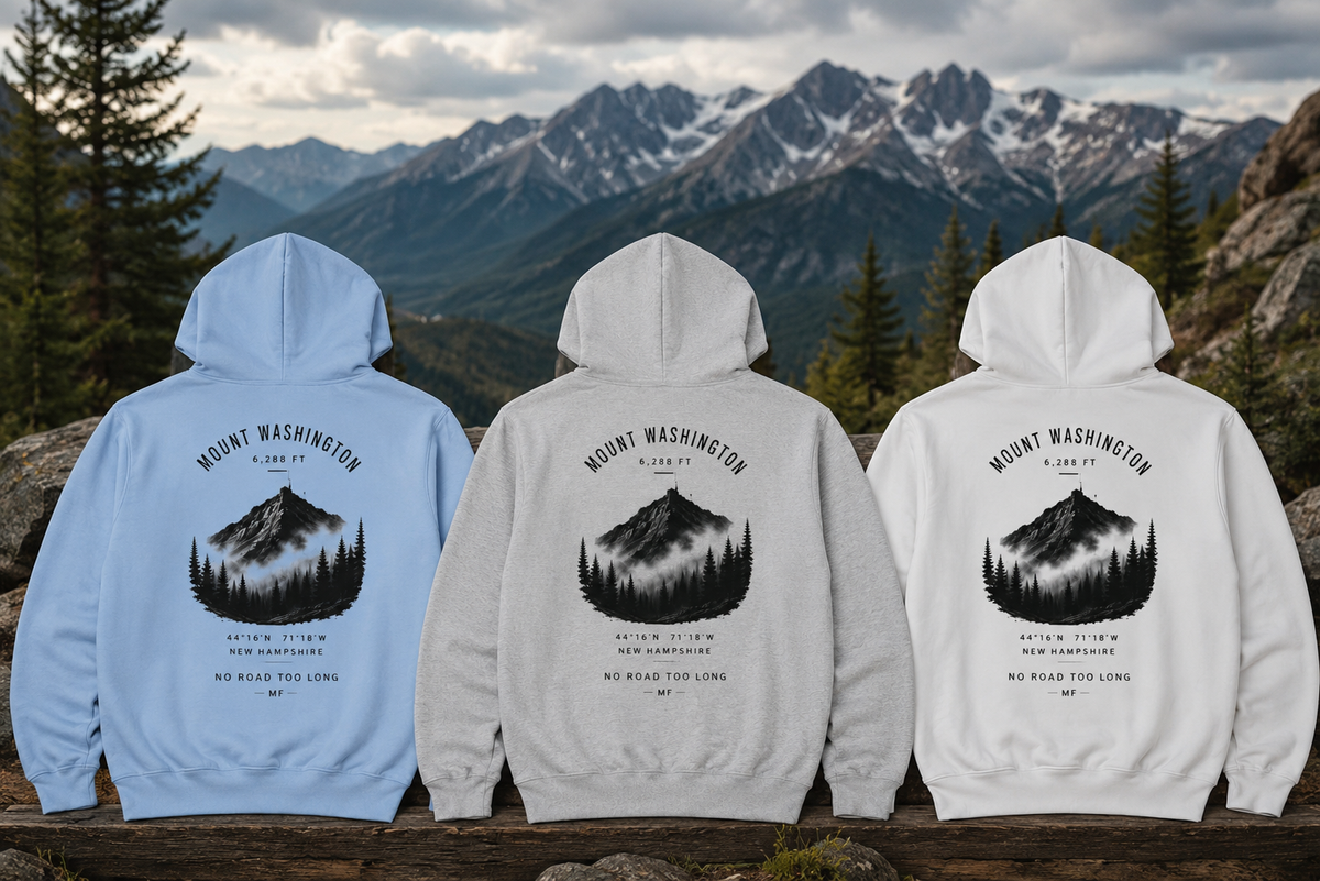 Mount Washington Hoodie | New Hampshire Mountain Sweatshirt | Hiking Nature Pullover