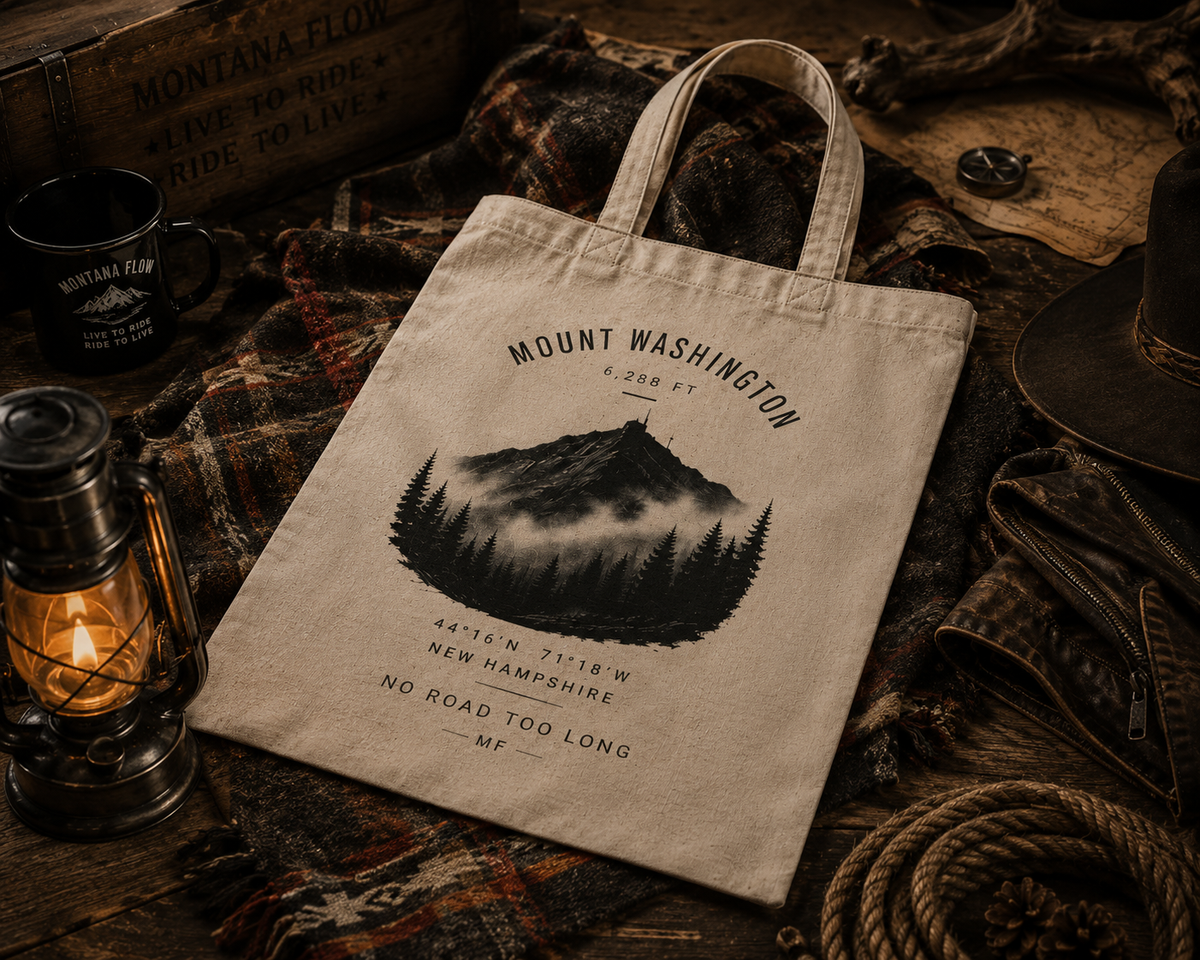Mount Washington Tote Bag | New Hampshire Mountain Hiking Bag | Outdoor Travel Tote