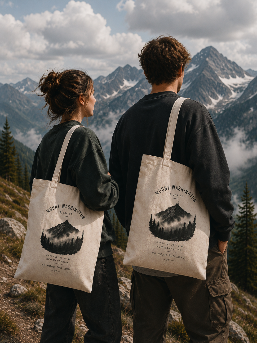 Mount Washington Tote Bag | New Hampshire Mountain Hiking Bag | Outdoor Travel Tote