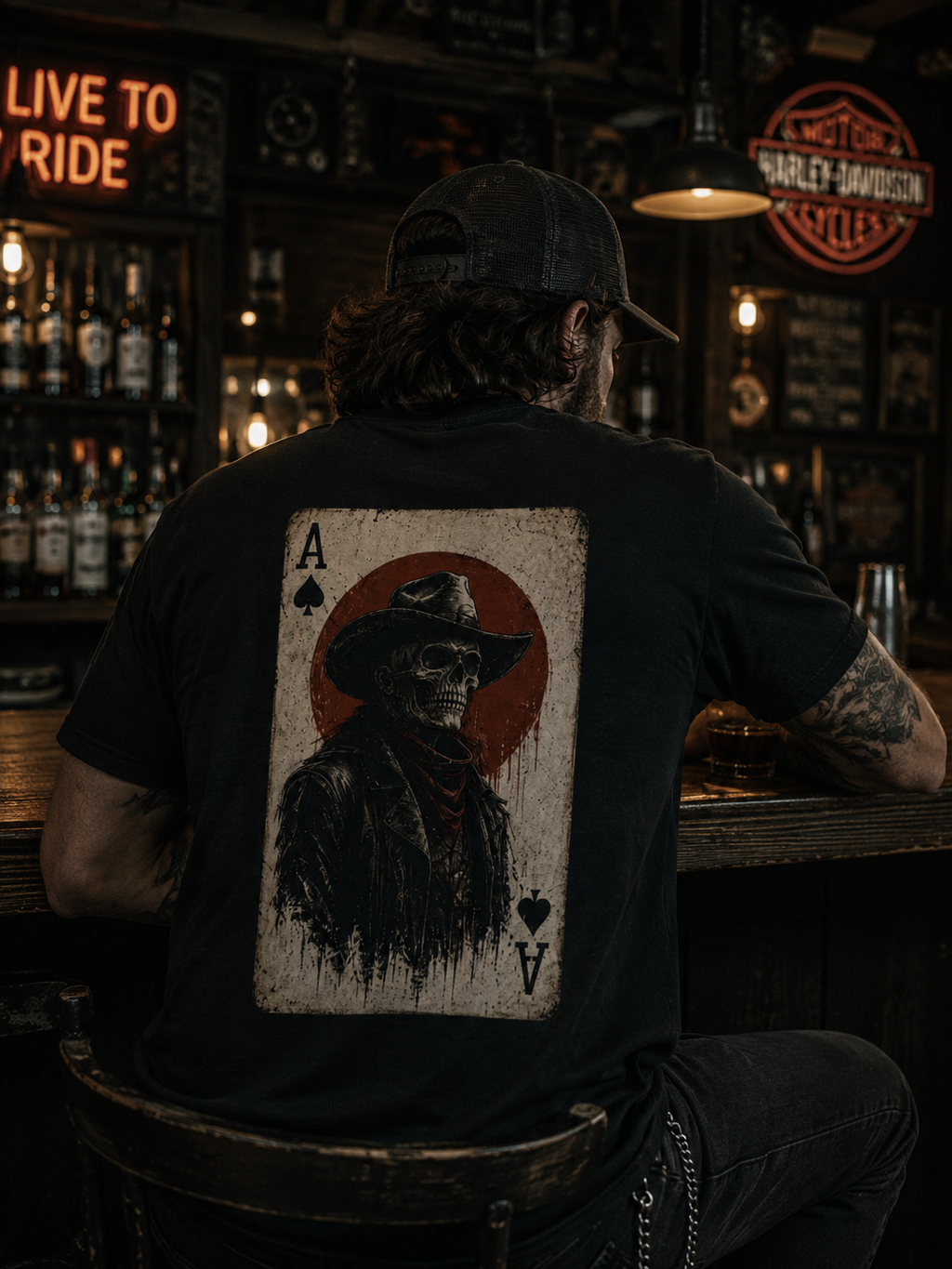 Ace of Spades Cowboy T-Shirt | Western Skull Playing Card Tee | Vintage Cowboy Shirt