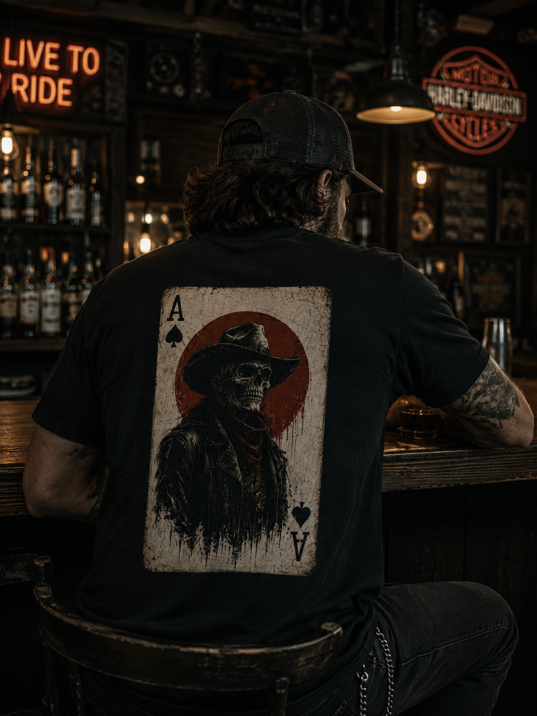 Ace of Spades Cowboy T-Shirt | Western Skull Playing Card Tee | Vintage Cowboy Shirt