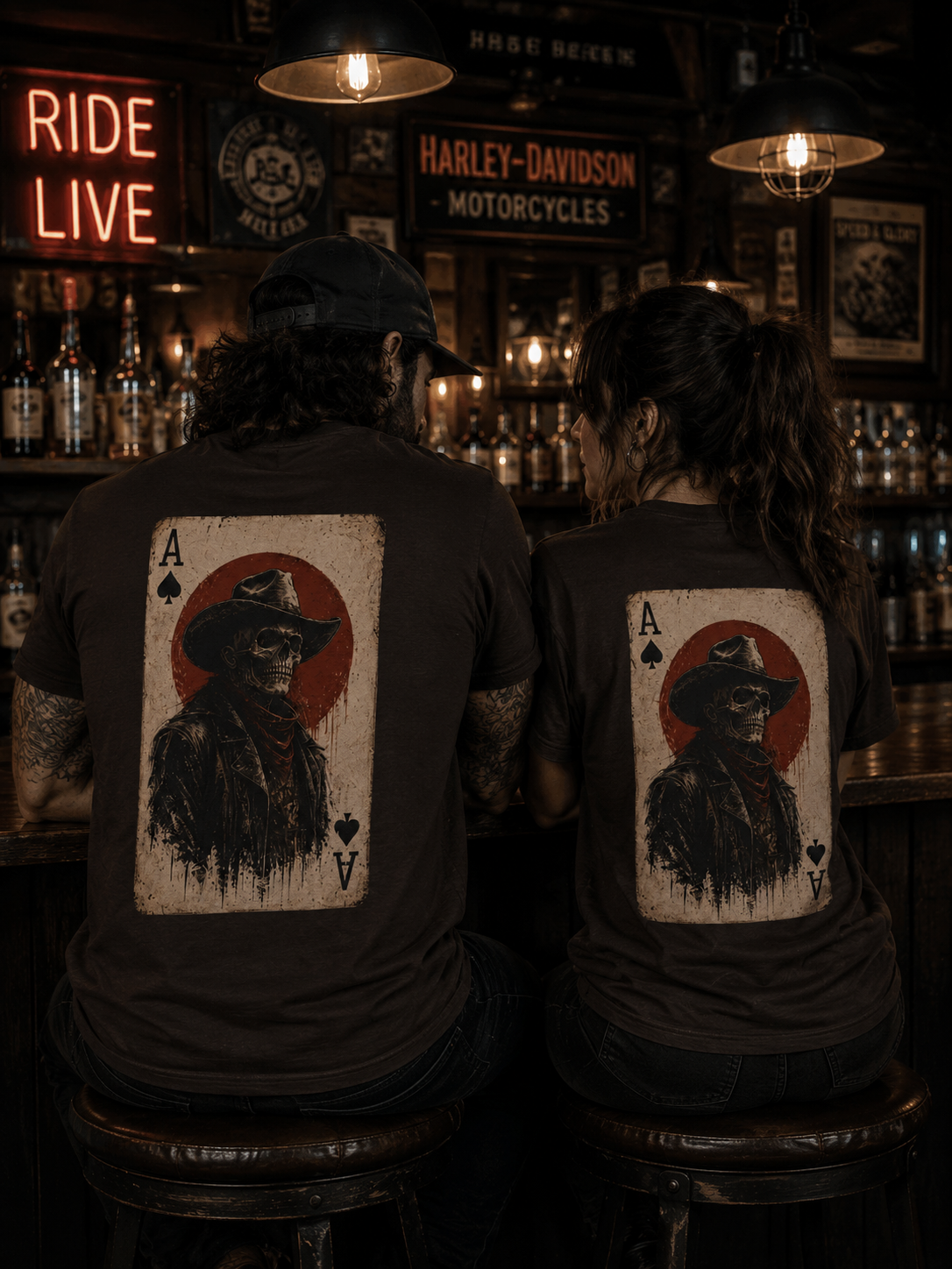 Ace of Spades Cowboy T-Shirt | Western Skull Playing Card Tee | Vintage Cowboy Shirt