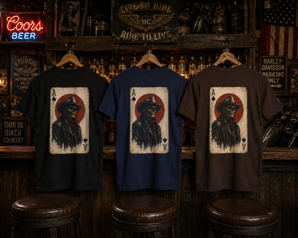 Ace of Spades Cowboy T-Shirt | Western Skull Playing Card Tee | Vintage Cowboy Shirt