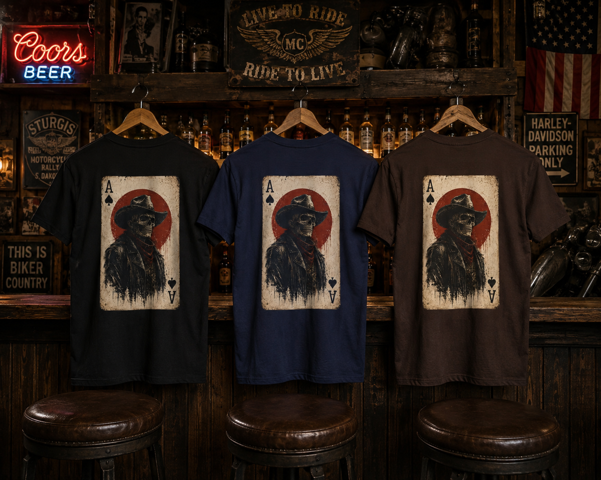 Ace of Spades Cowboy T-Shirt | Western Skull Playing Card Tee | Vintage Cowboy Shirt