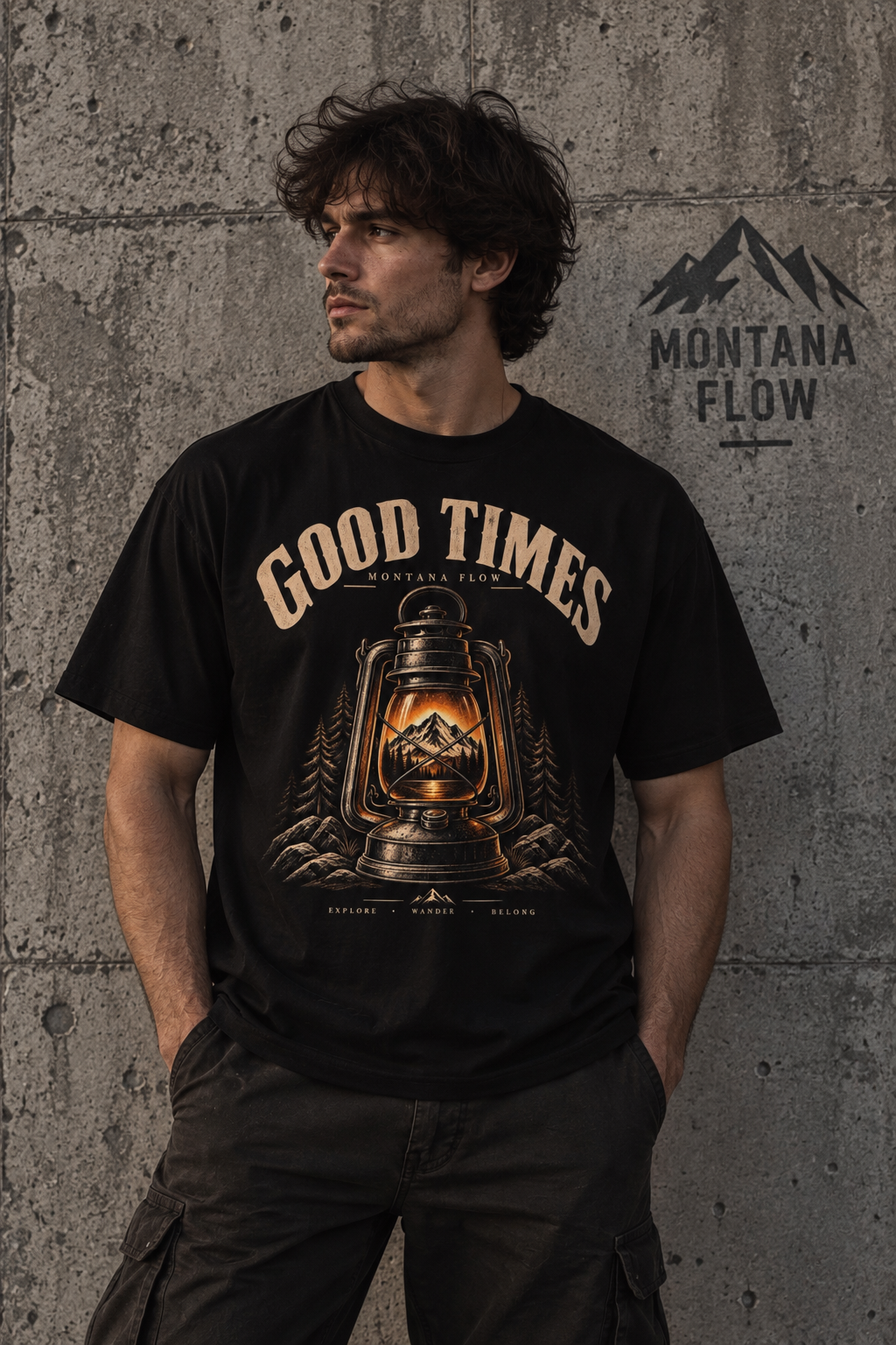 T-shirt graphique Good Times, t-shirt de camping vintage, t-shirt lanterne de montagne
