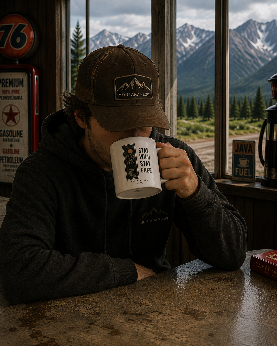 Stay Wild Stay Free Mountain Mug | Adventure Nature Coffee Cup | Outdoor Travel Gift