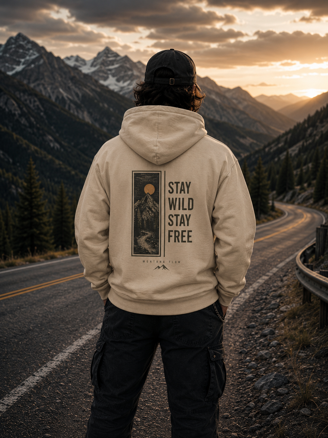 Stay Wild Stay Free Hoodie | Mountain Adventure Graphic Sweatshirt | Outdoor Nature Hoodie