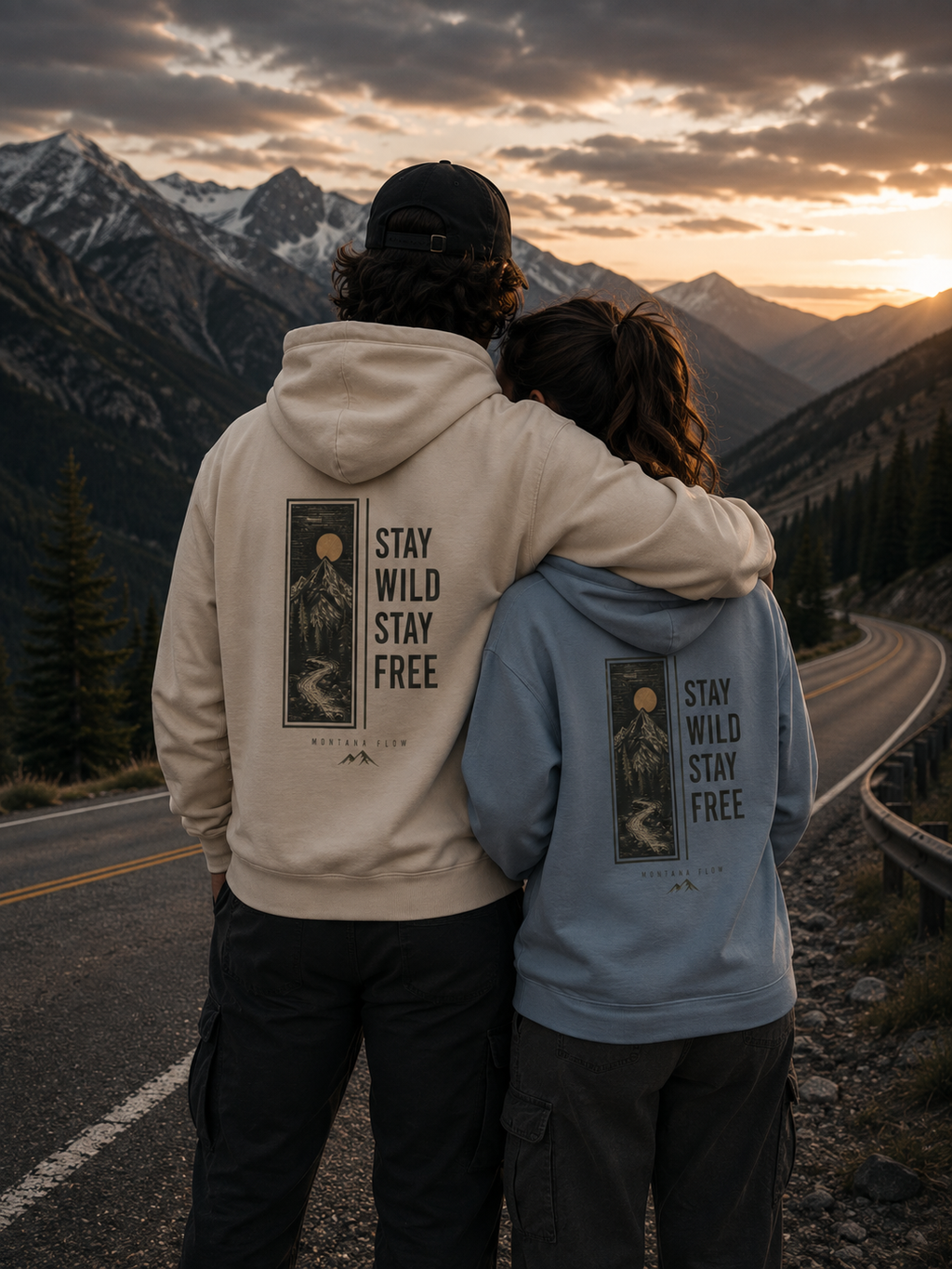 Sweat à capuche Stay Wild Stay Free | Sweat-shirt graphique Aventure en montagne | Sweat à capuche nature et plein air