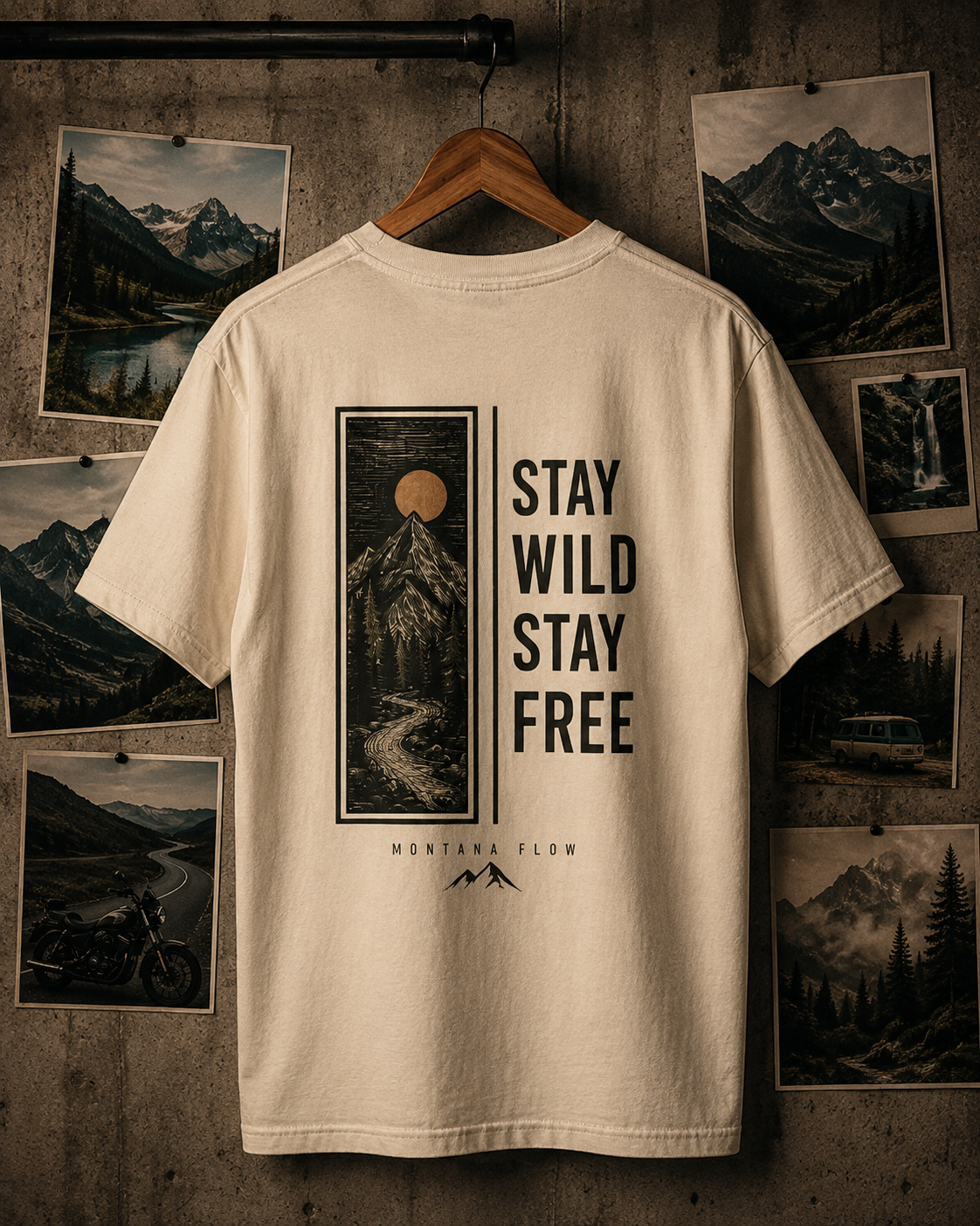 T-shirt Stay Wild Stay Free | Tee-shirt graphique aventure en montagne et nature | Haut pour voyage en plein air