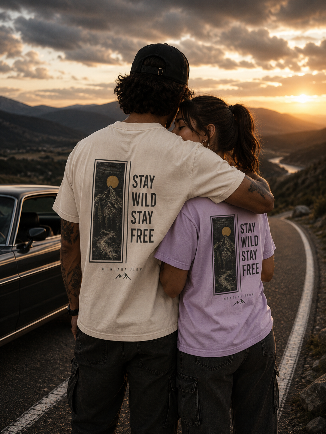 T-shirt Stay Wild Stay Free | Tee-shirt graphique aventure en montagne et nature | Haut pour voyage en plein air