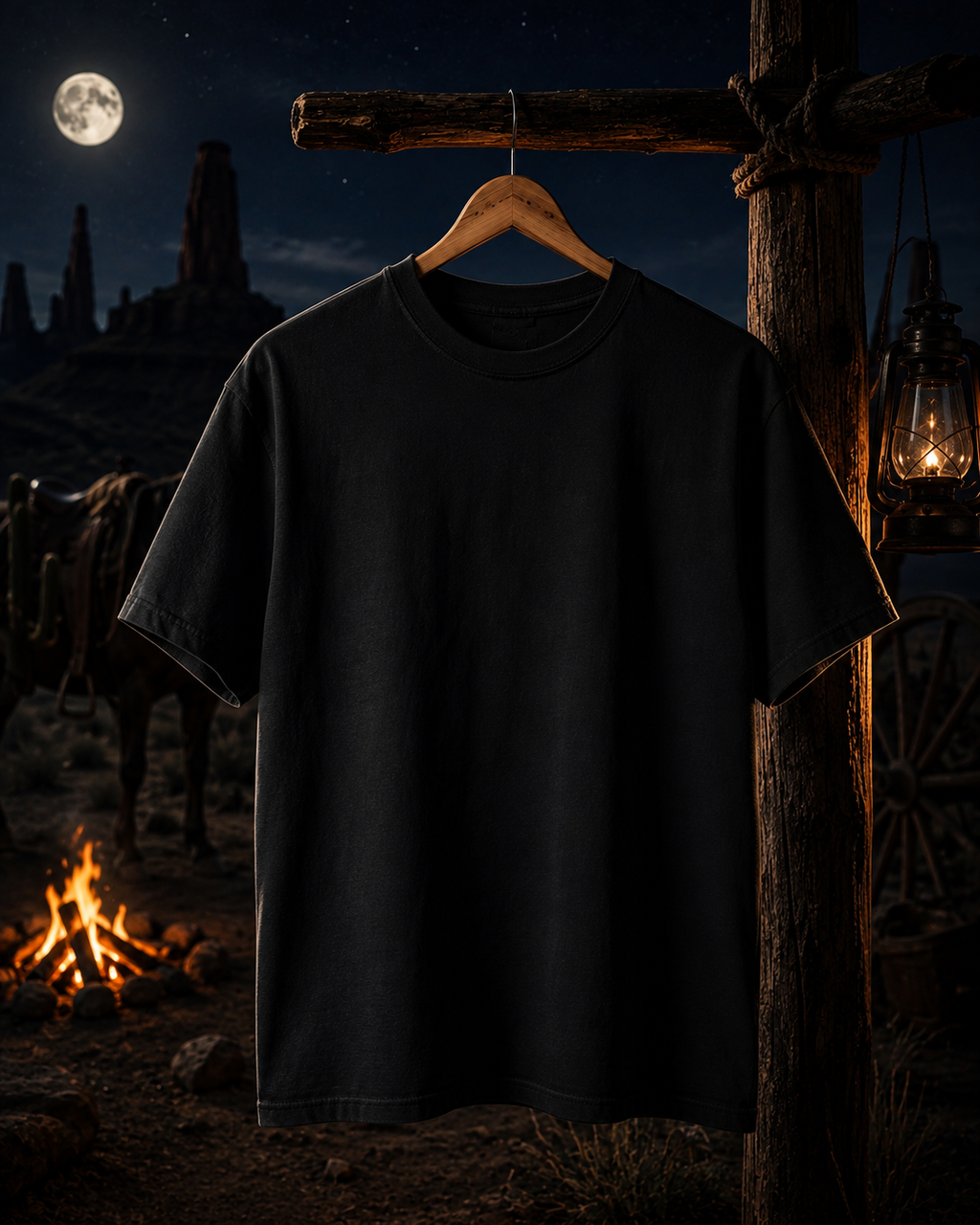 Desert Moon Arch T-shirt | Western Crescent Moon, Cactus Nightscape
