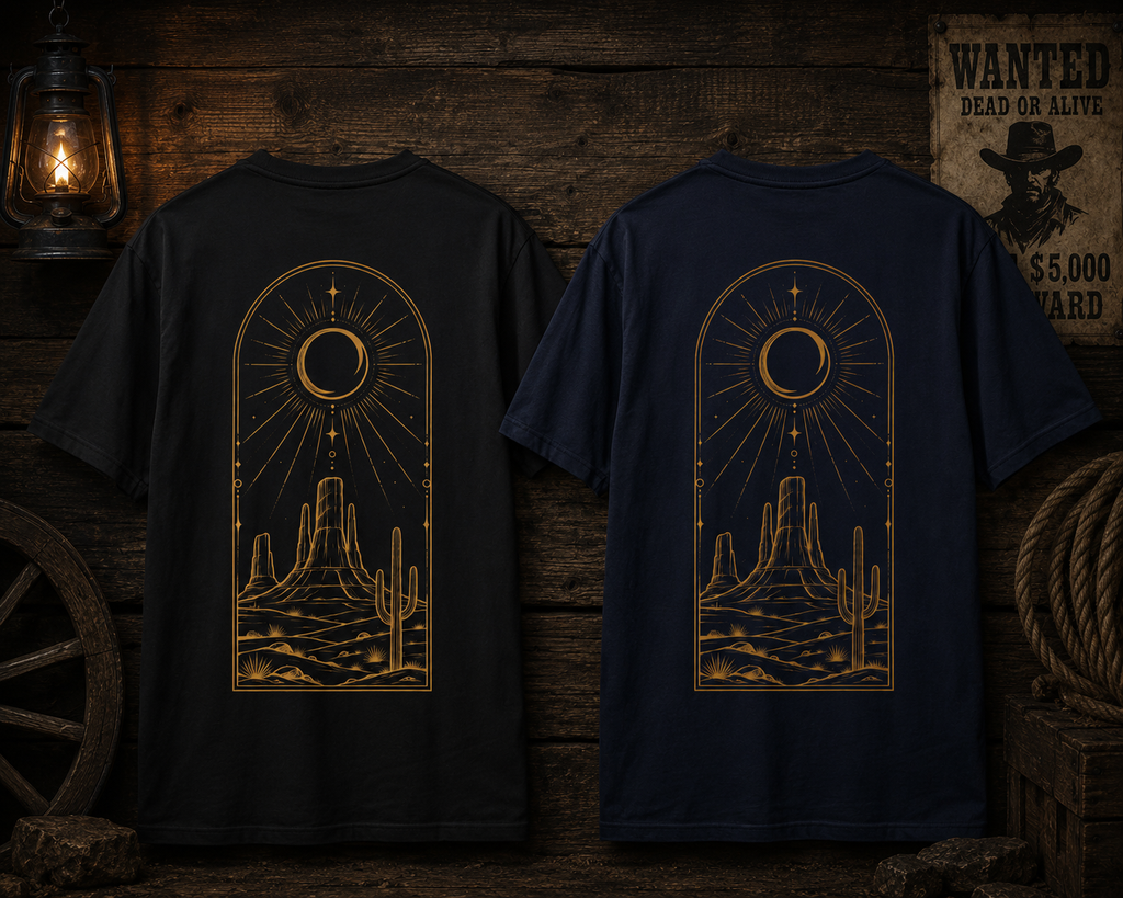 Desert Moon Arch T-shirt | Western Crescent Moon, Cactus Nightscape