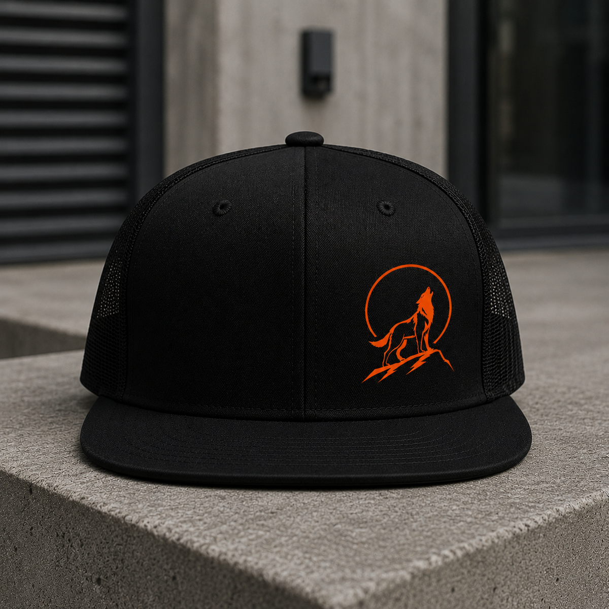 Howling Wolf Logo Trucker Cap | Retro High Profile Snapback