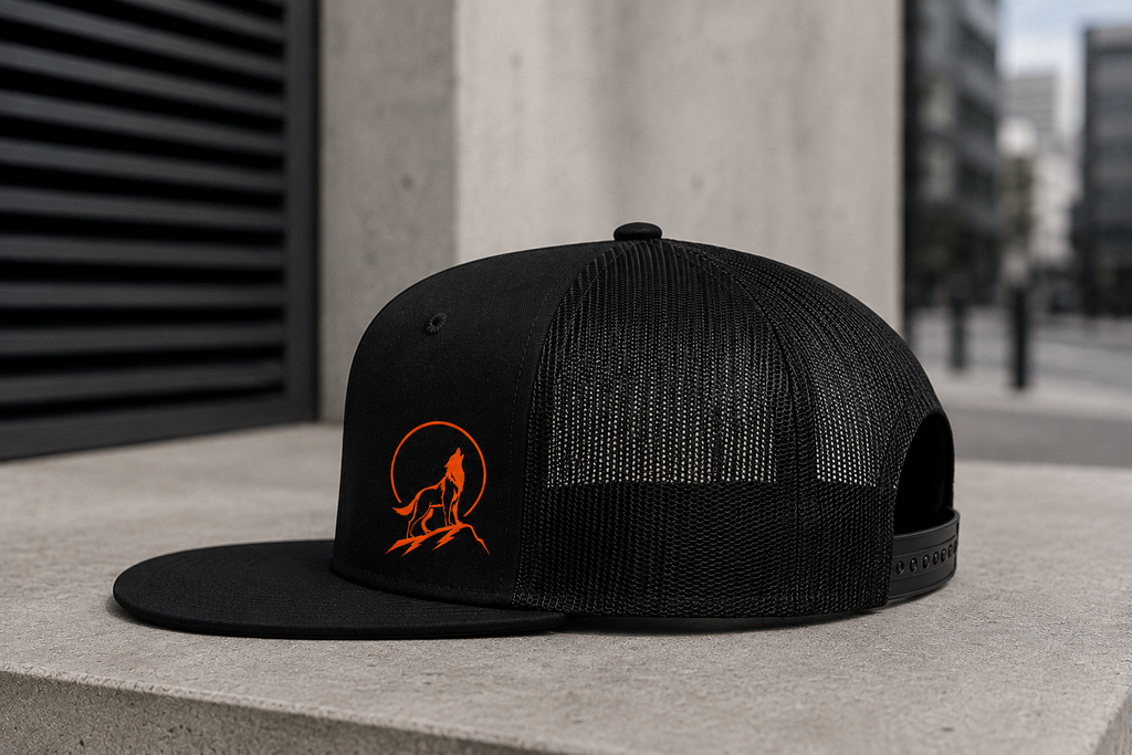 Howling Wolf Logo Trucker Cap | Retro High Profile Snapback