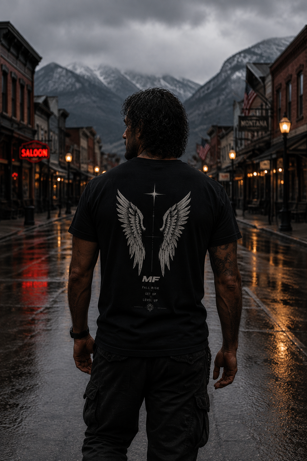 Angel Wings T-Shirt | Winged Cross Back Print Vintage Graphic Tee