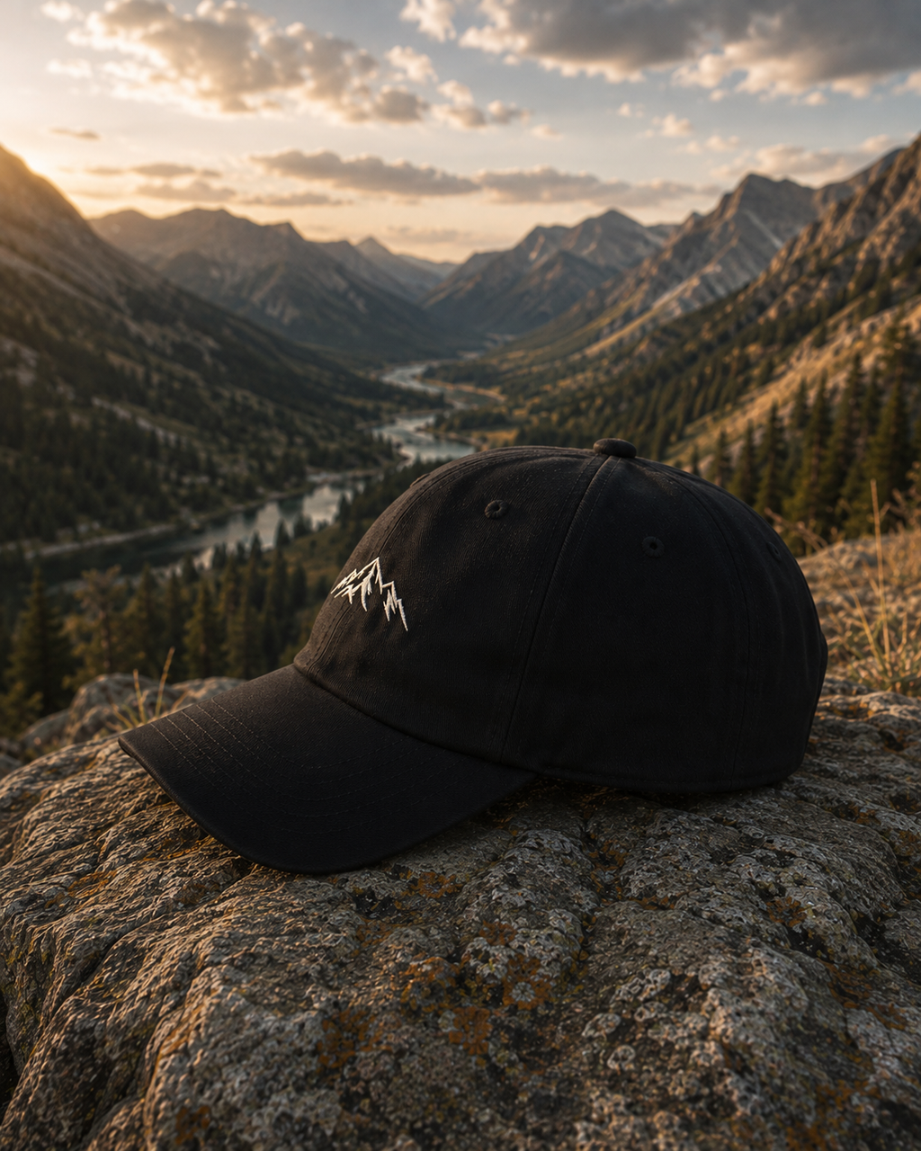 Mountain Embroidered Cap | Outdoor Hiking Hat | Minimalist Mountain Dad Hat | Adventure Travel Cap
