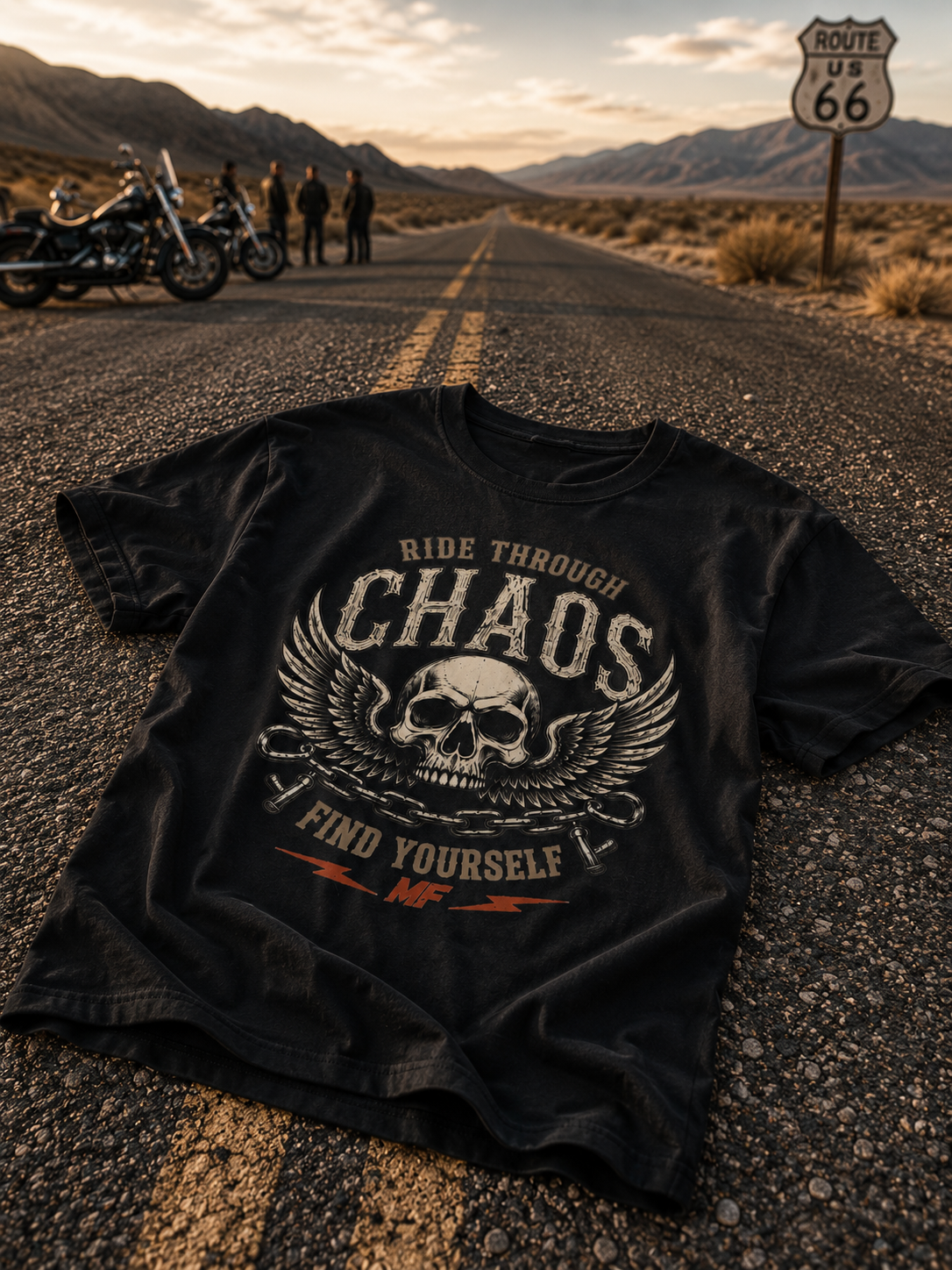 Biker Skull T-Shirt | Ride Through Chaos Motorcycle Tee | Vintage Rider Graphic | MF