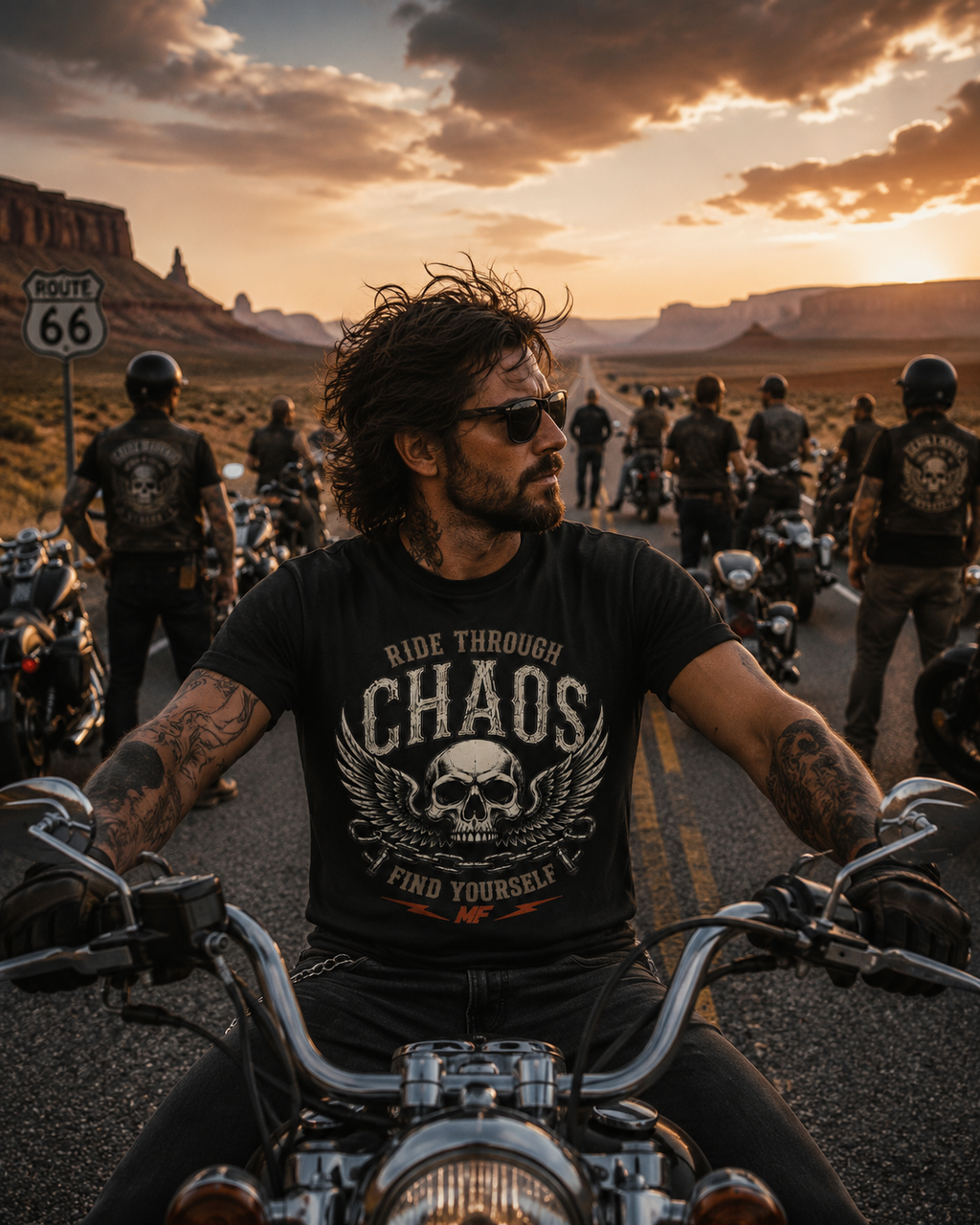Biker Skull T-Shirt | Ride Through Chaos Motorcycle Tee | Vintage Rider Graphic | MF