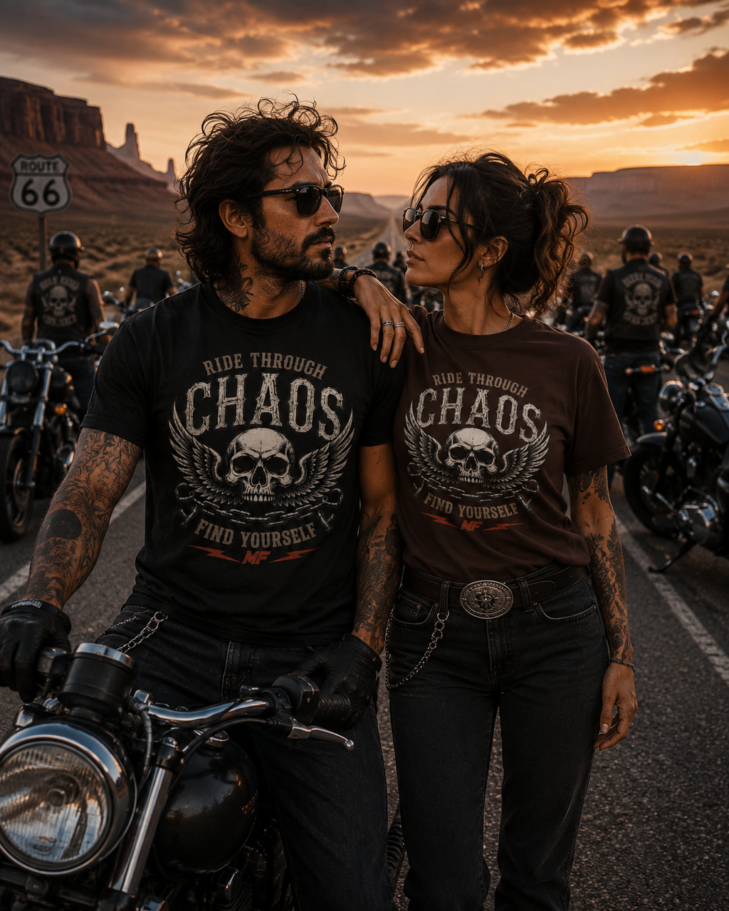 Biker Skull T-Shirt | Ride Through Chaos Motorcycle Tee | Vintage Rider Graphic | MF