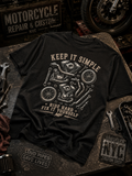 T-shirt de moto « Keep It Simple » | Roule à fond, répare toi-même | T-shirt de motard vintage