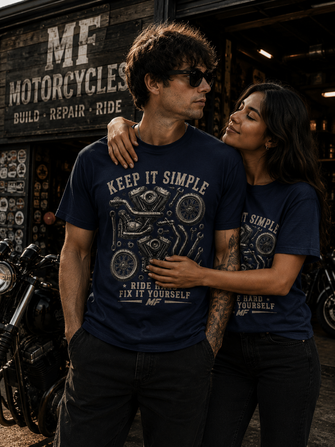 T-shirt de moto « Keep It Simple » | Roule à fond, répare toi-même | T-shirt de motard vintage