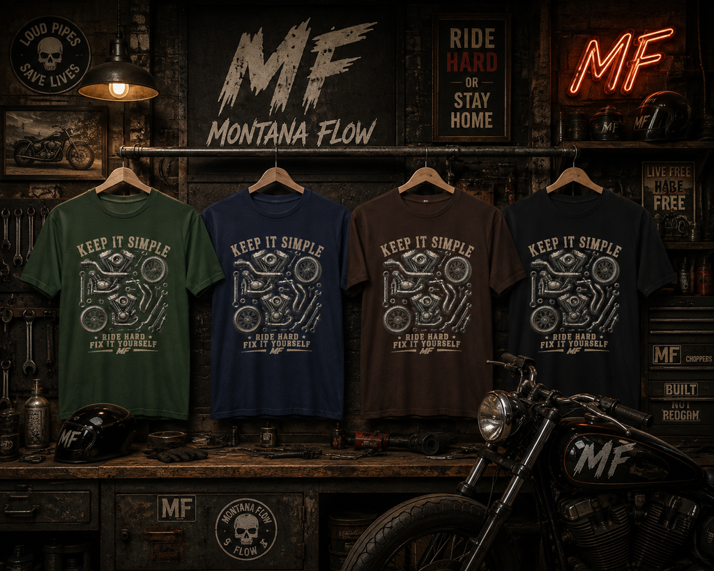 T-shirt de moto « Keep It Simple » | Roule à fond, répare toi-même | T-shirt de motard vintage