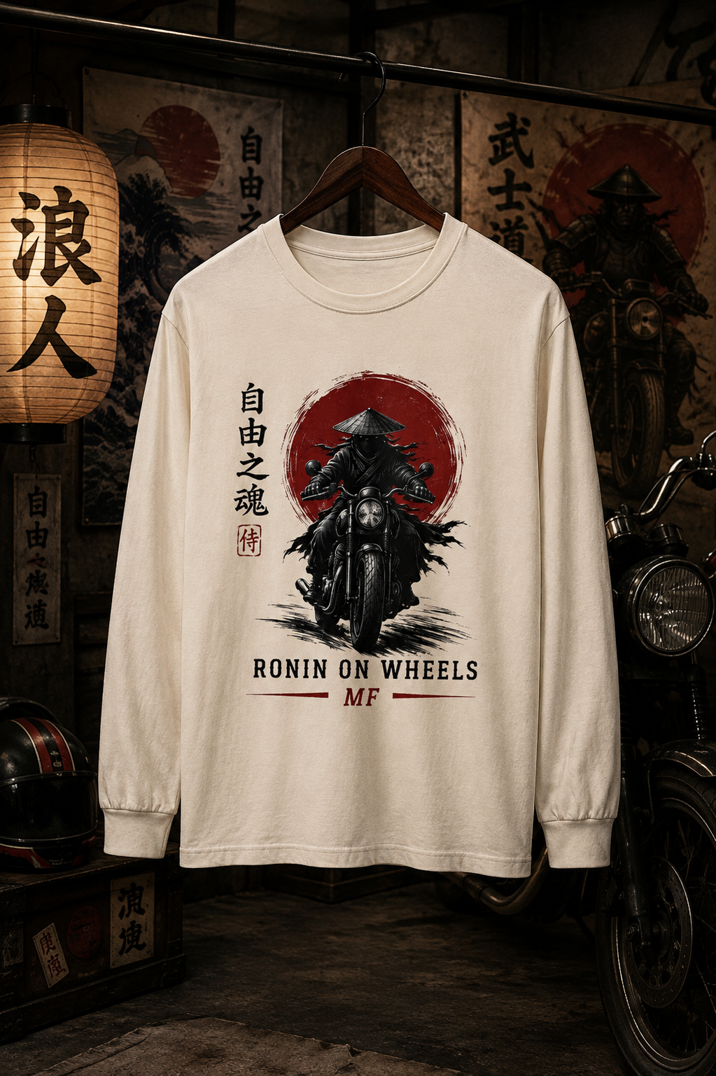 Samurai Motorcycle Long Sleeve | Ronin on Wheels Tee