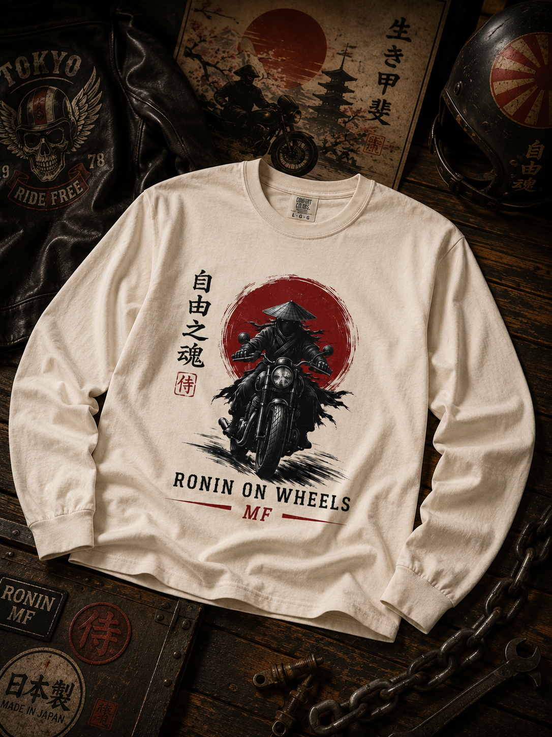 Samurai Motorcycle Long Sleeve | Ronin on Wheels Tee