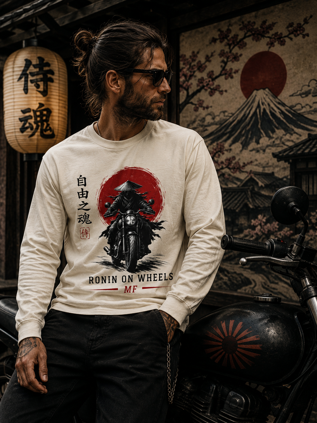Samurai Motorcycle Long Sleeve | Ronin on Wheels Tee