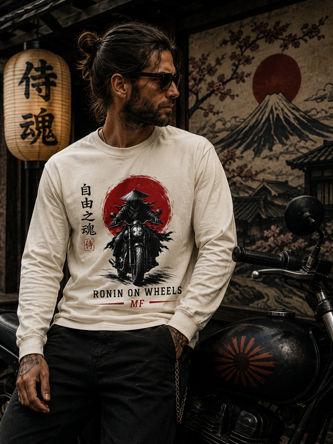 Samurai Motorcycle Long Sleeve | Ronin on Wheels Tee