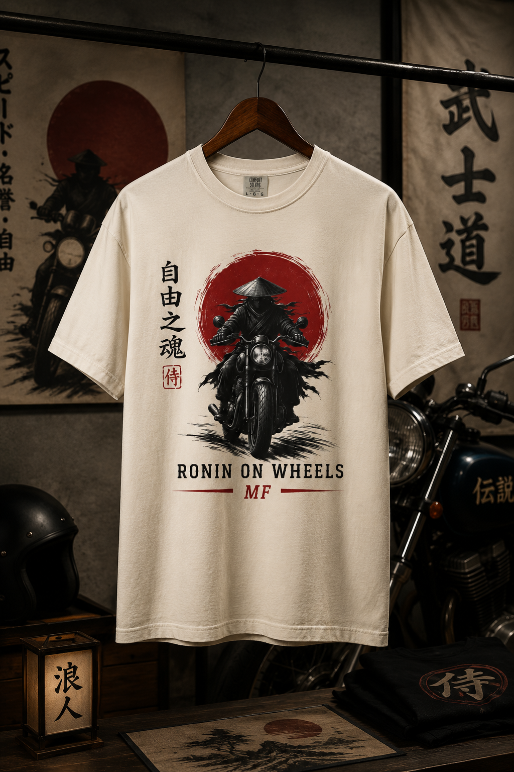 T-shirt moto samouraï | Tee-shirt Ronin sur roues