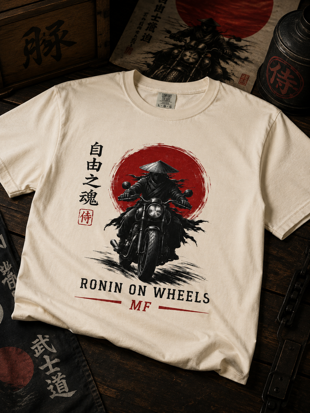 T-shirt moto samouraï | Tee-shirt Ronin sur roues