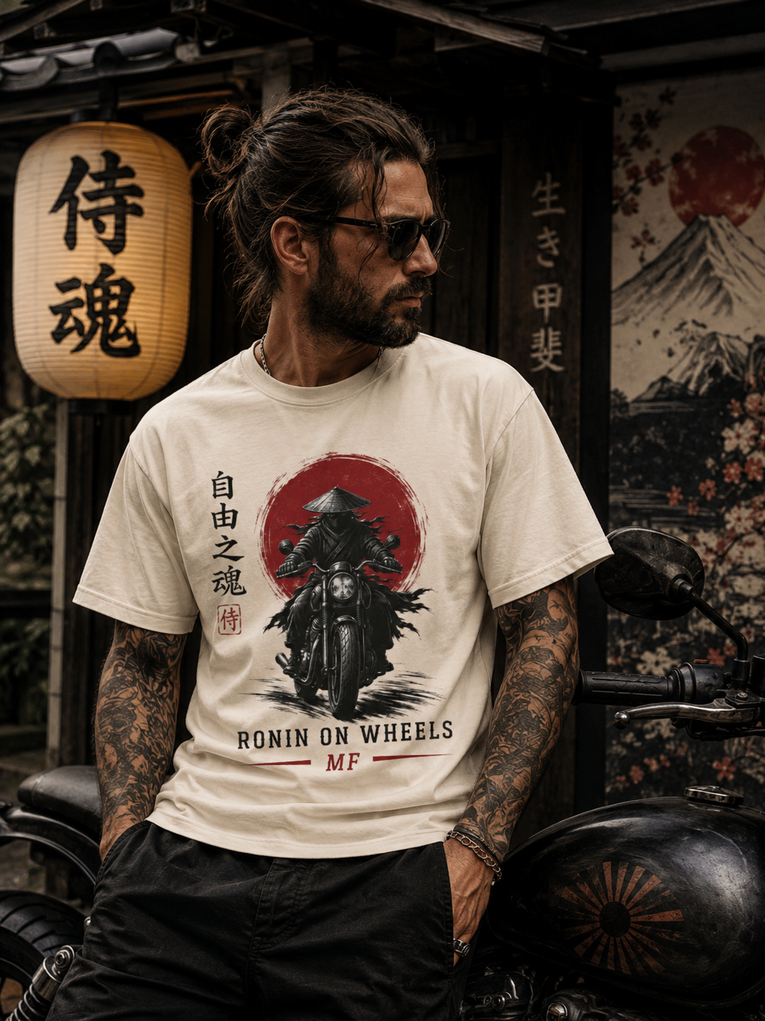 T-shirt moto samouraï | Tee-shirt Ronin sur roues