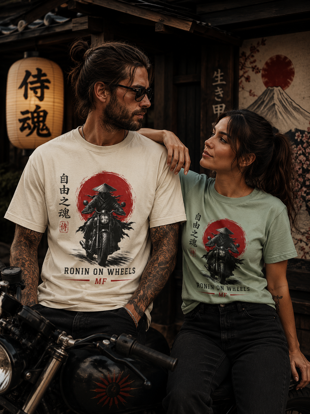 T-shirt moto samouraï | Tee-shirt Ronin sur roues