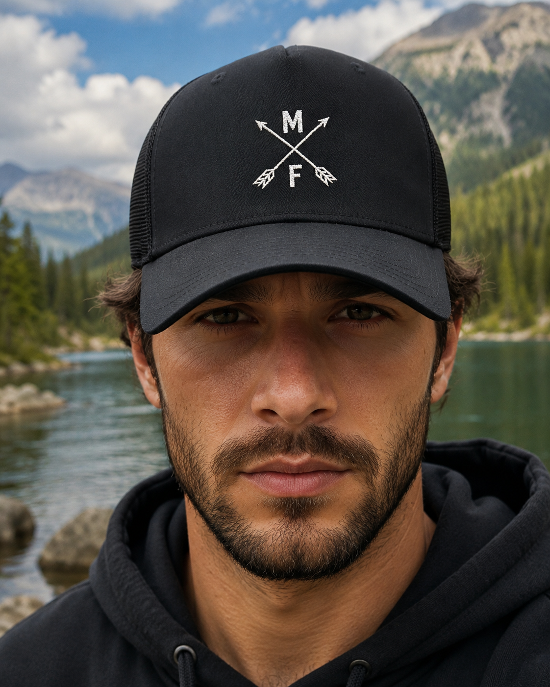 Crossed Arrows MF Trucker Cap | Embroidered Outdoor Snapback Hat