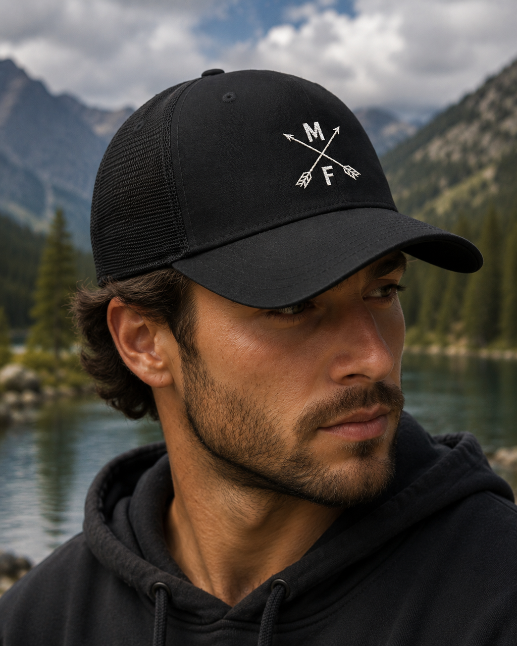 Crossed Arrows MF Trucker Cap | Embroidered Outdoor Snapback Hat