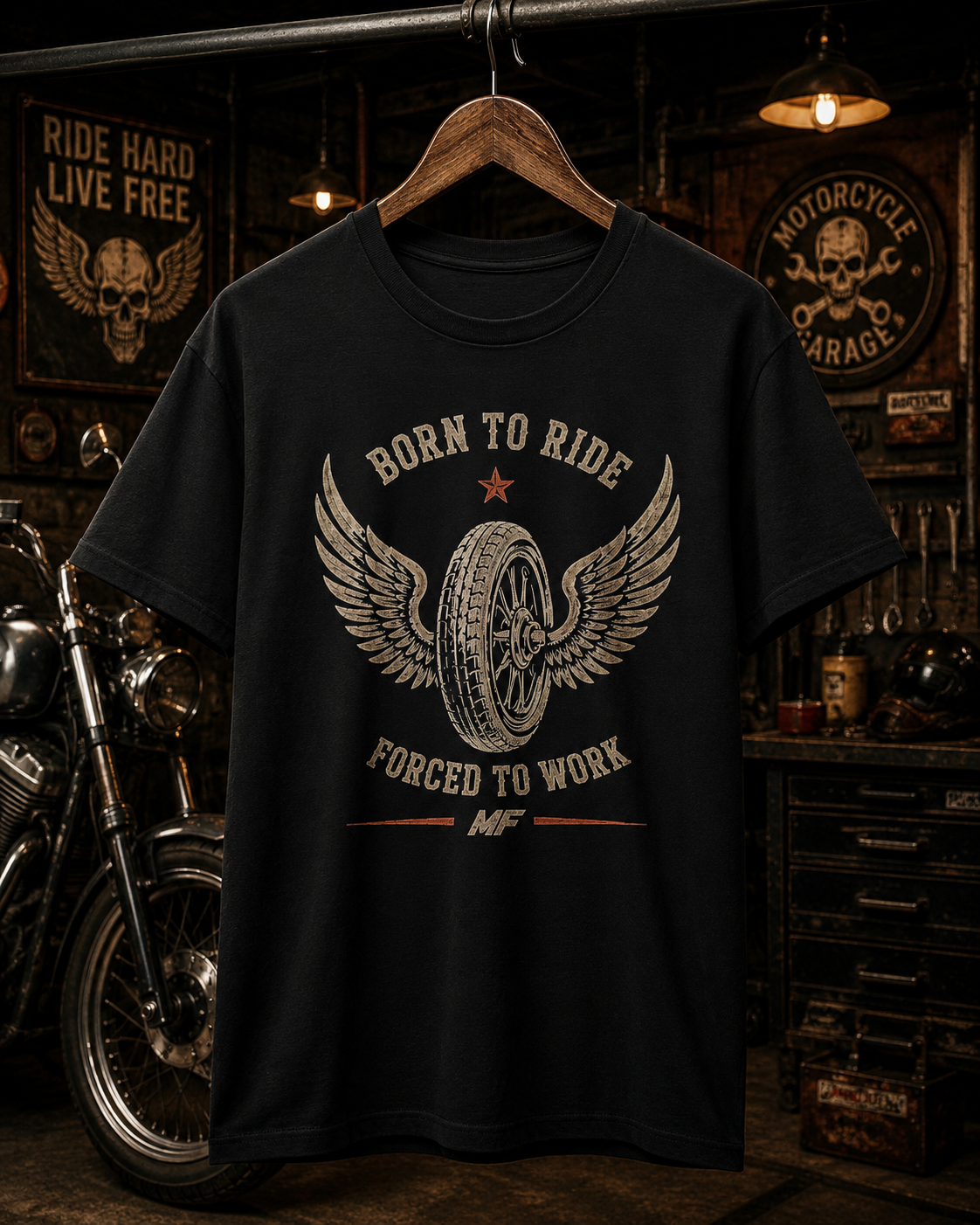 Born to Ride Motorcycle T-Shirt | Winged Wheel Biker Tee, Vintage Motorcycle Shirt