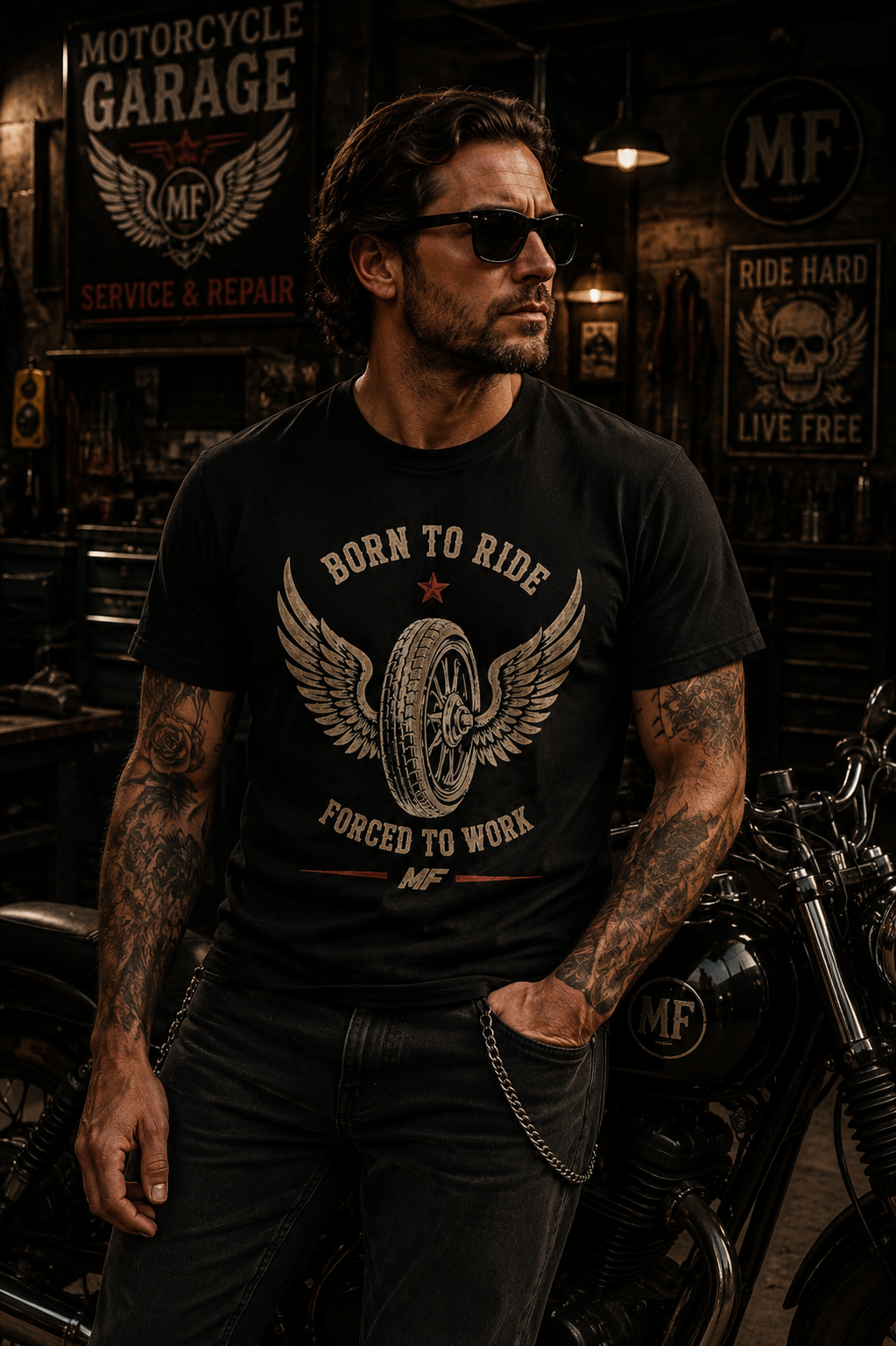 Born to Ride Motorcycle T-Shirt | Winged Wheel Biker Tee, Vintage Motorcycle Shirt