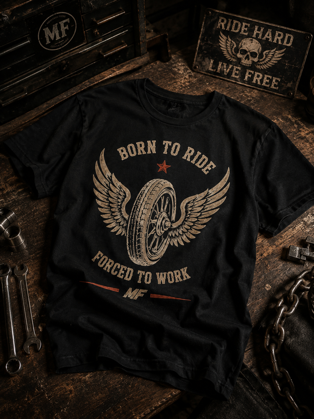 Born to Ride Motorcycle T-Shirt | Winged Wheel Biker Tee, Vintage Motorcycle Shirt