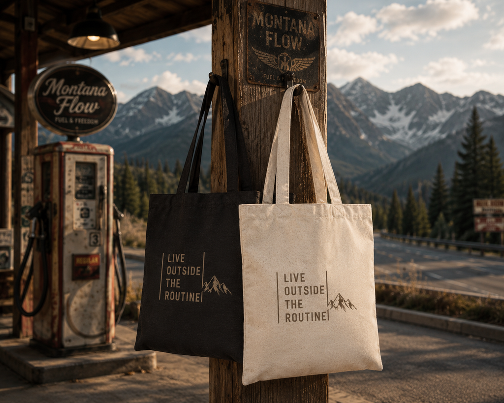 Live Outside The Routine Tote Bag | Mountain Adventure Tote | Outdoor Travel Bag