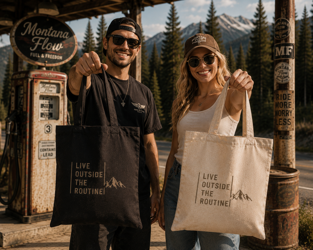 Live Outside The Routine Tote Bag | Mountain Adventure Tote | Outdoor Travel Bag
