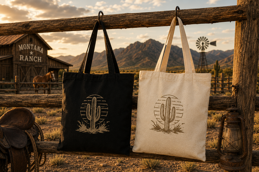 Cactus Western Tote Bag | Southwestern Desert Canvas Shopper