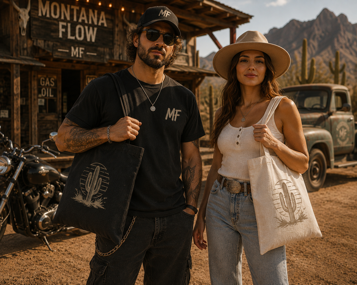 Cactus Western Tote Bag | Southwestern Desert Canvas Shopper