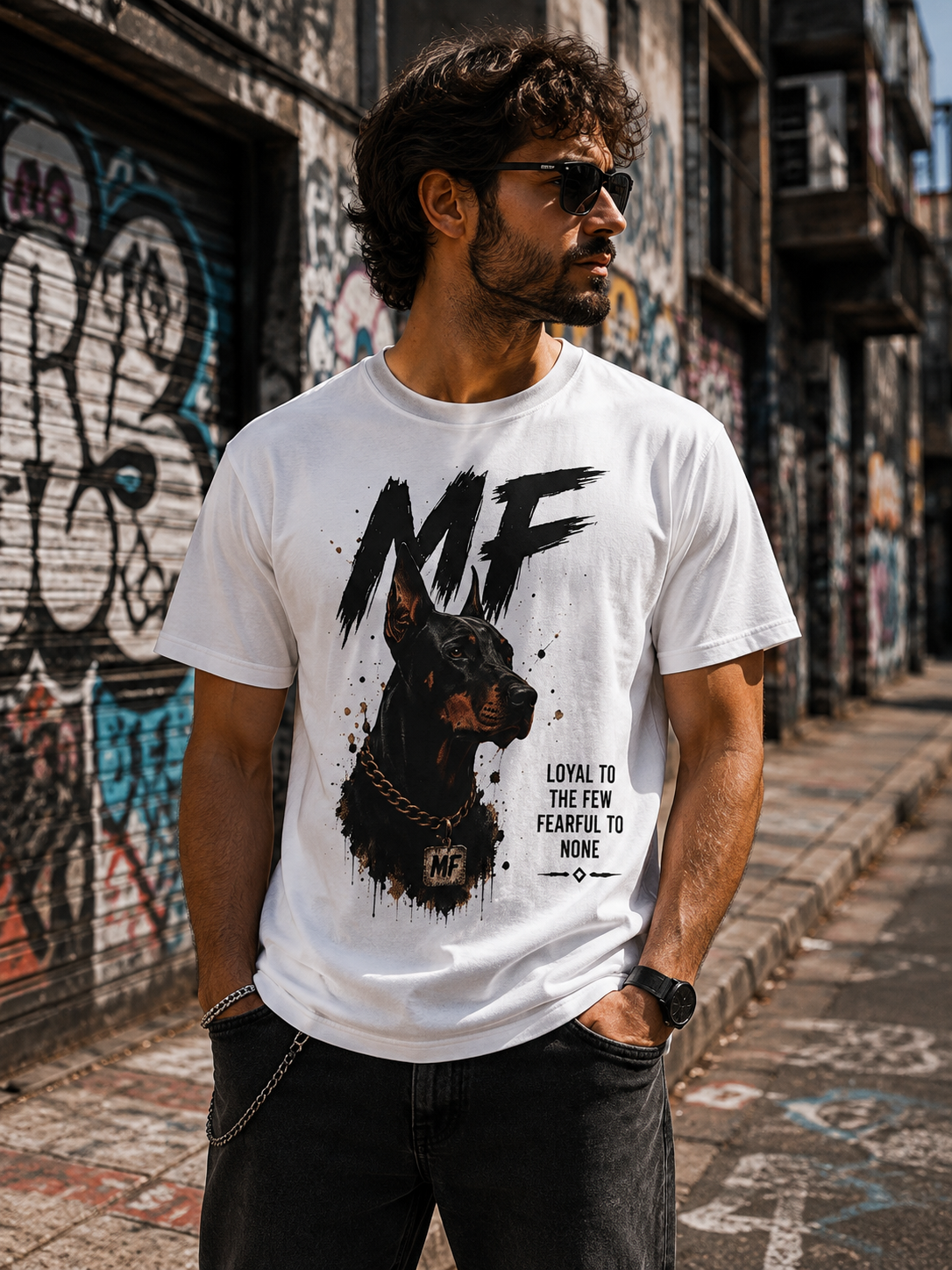 Doberman Graphic T-Shirt, Loyal to the Few Dog Tee, MF Streetwear