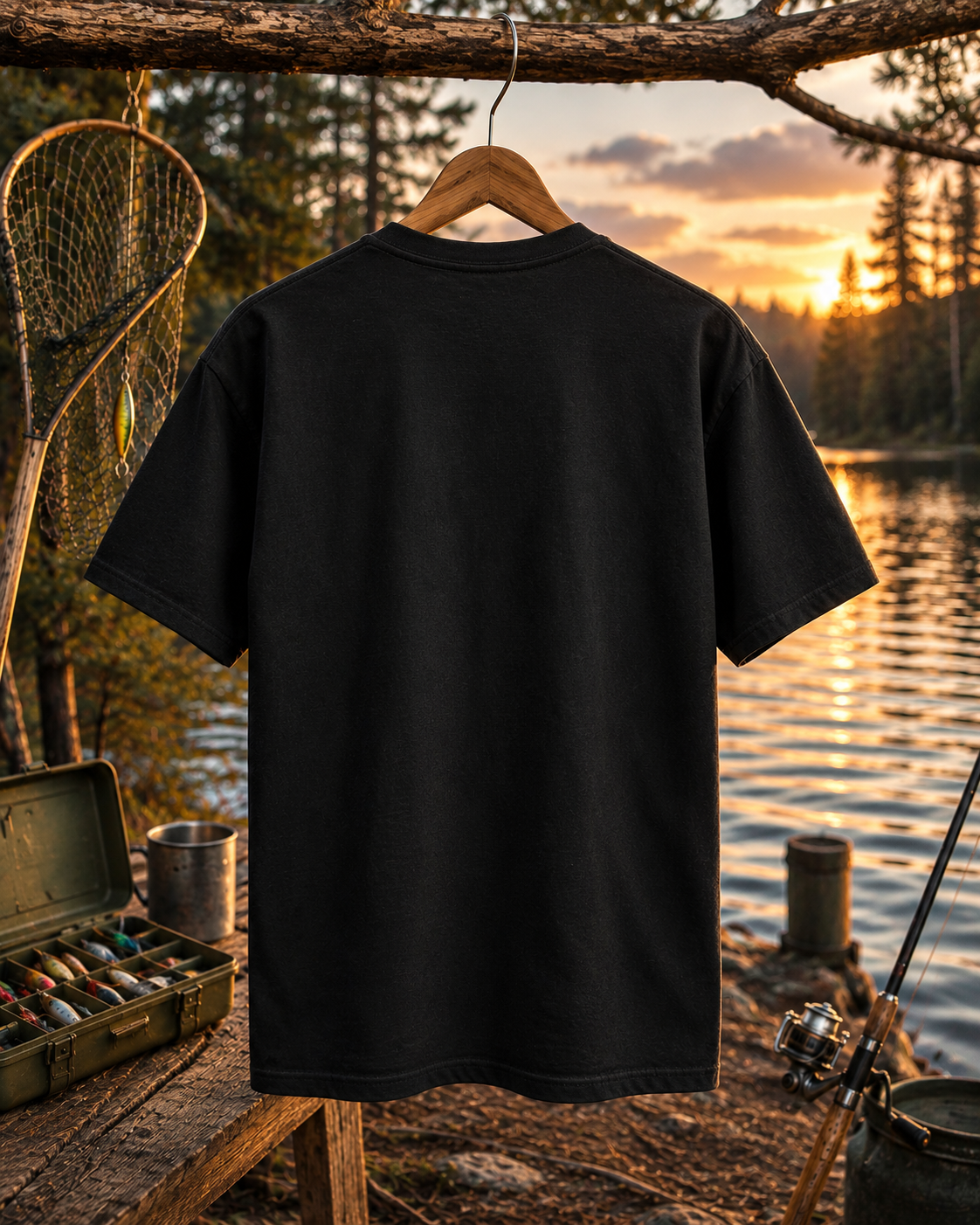 Good Days Happy Places T-Shirt | Vintage Lake Cabin Sunset Nature Tee