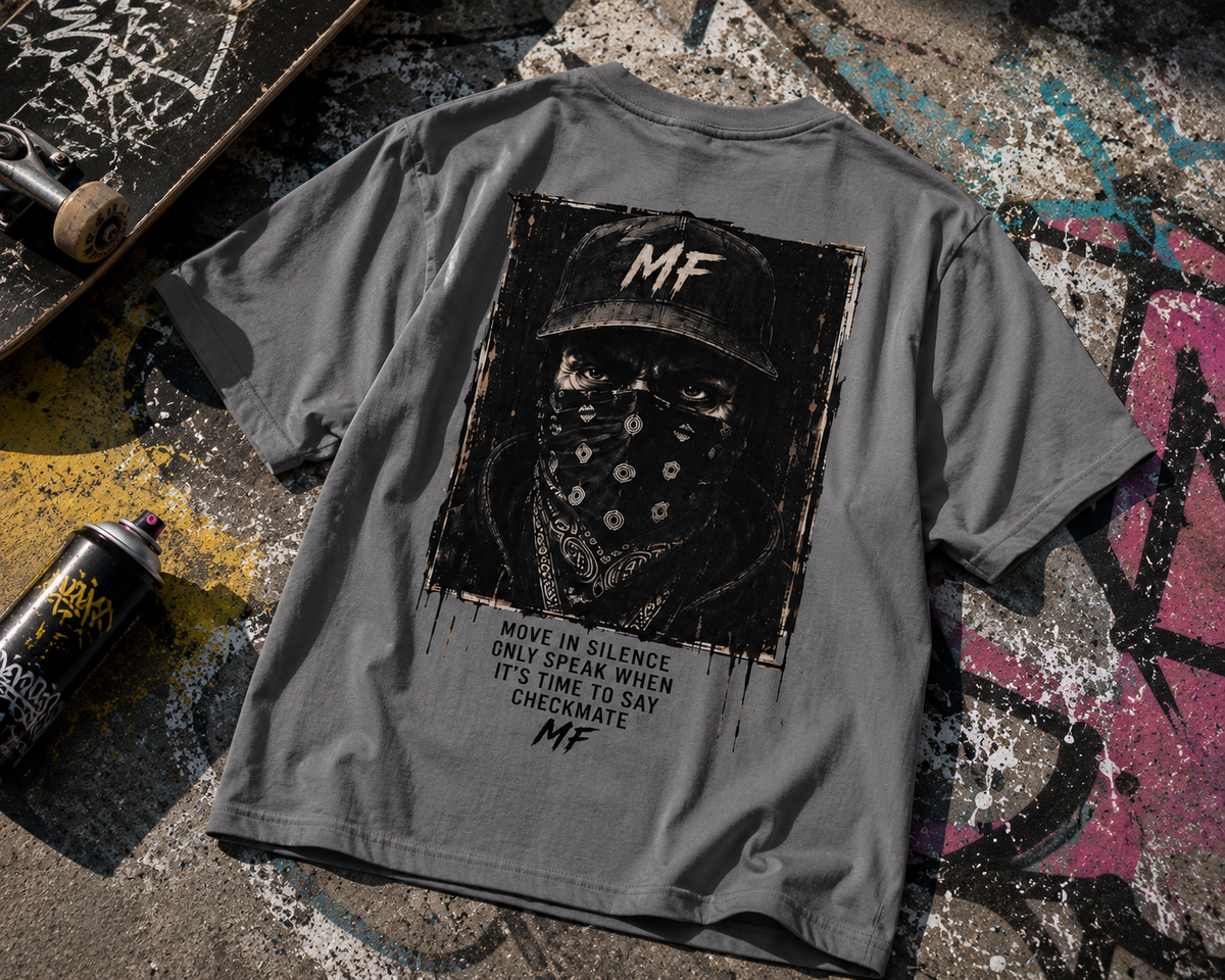 T-shirt Move in Silence Checkmate | T-shirt graphique streetwear personnage masqué