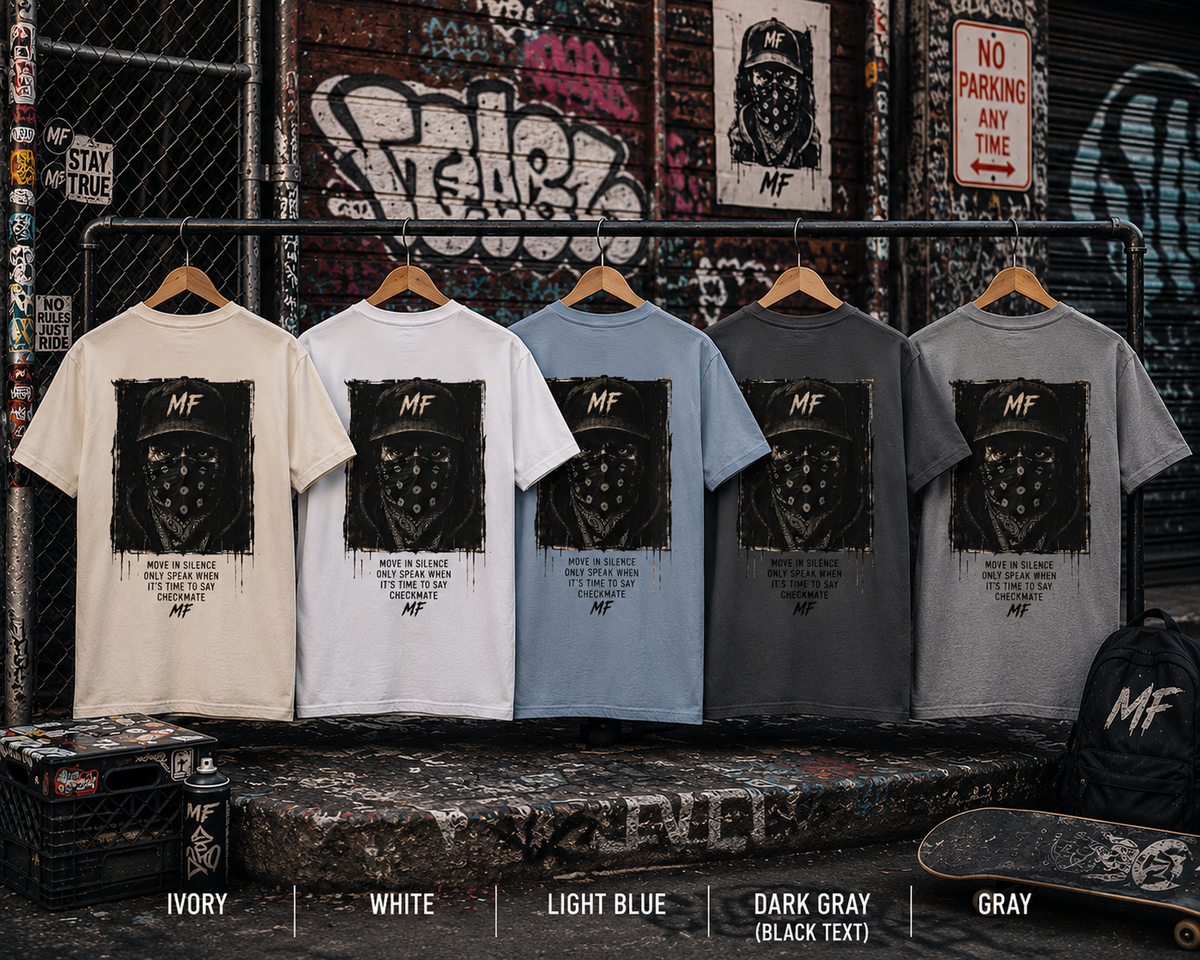 T-shirt Move in Silence Checkmate | T-shirt graphique streetwear personnage masqué
