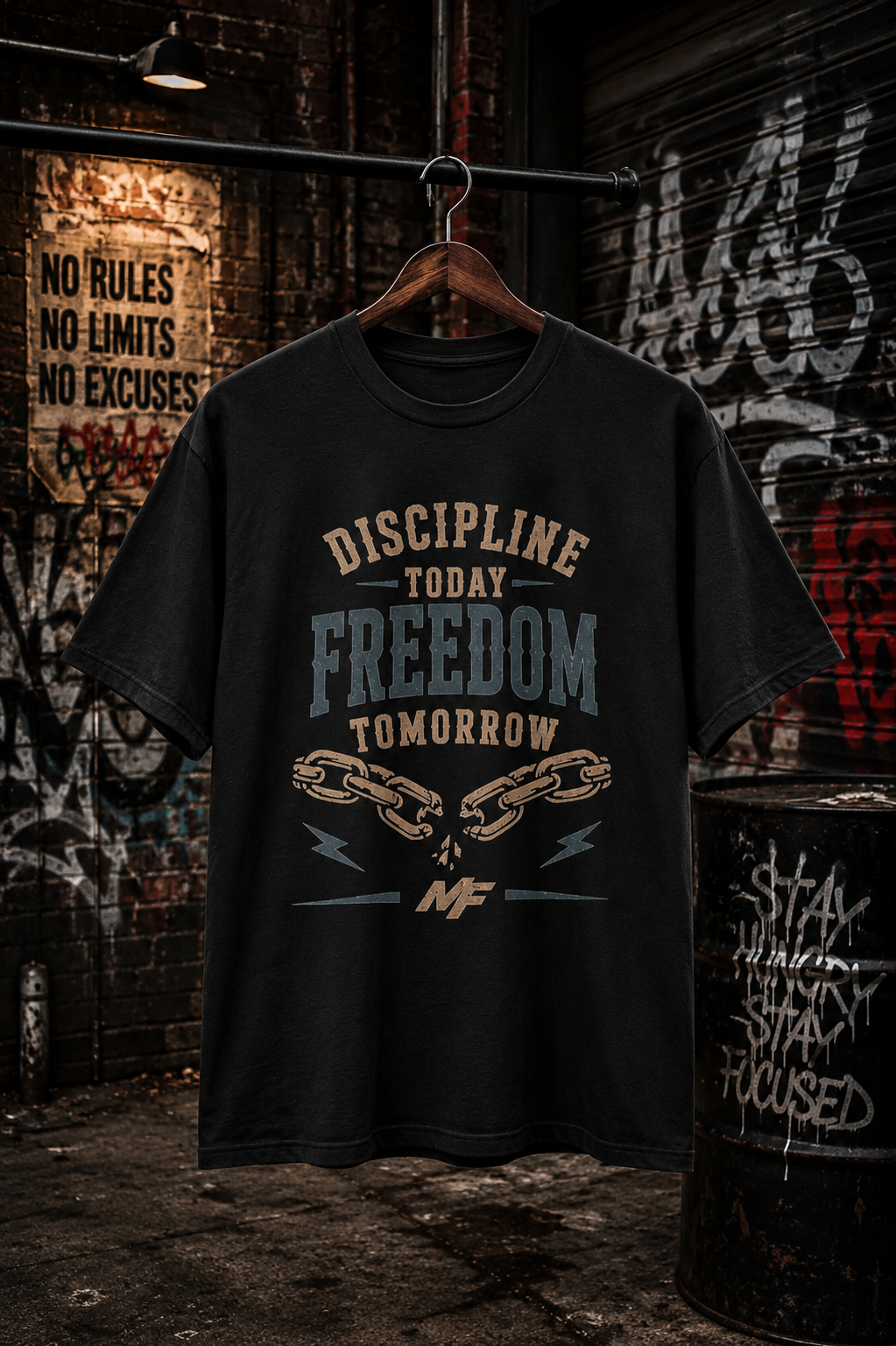Discipline Today Freedom Tomorrow T-Shirt | Broken Chains Motivational Graphic Tee