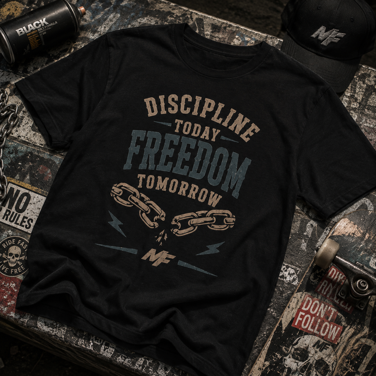 Discipline Today Freedom Tomorrow T-Shirt | Broken Chains Motivational Graphic Tee